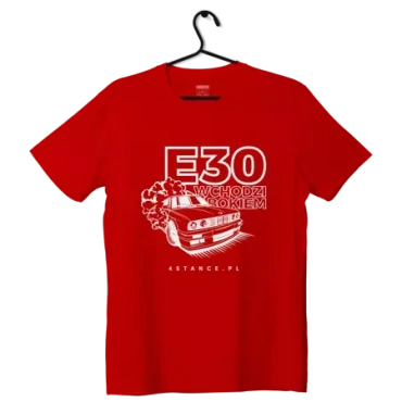 T-shirt koszulka BMW E30 Wchodzi bokiem czerwona