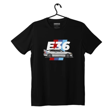 Czarny T-shirt koszulka BMW E36 illustration