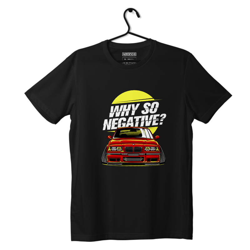 Czarny T-shirt koszulka BMW E36 WHY SO NEGATIVE?