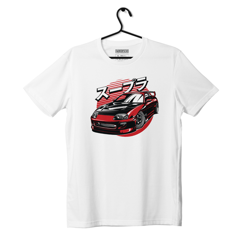 Weißes T-Shirt Toyota Supra mk4 Rot