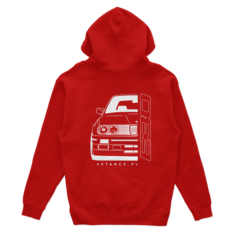 Hooded sweatshirt front BMW E30 red