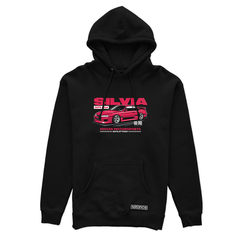 Black hooded sweatshirt NISSAN SILVIA S14 WIDE BODY
