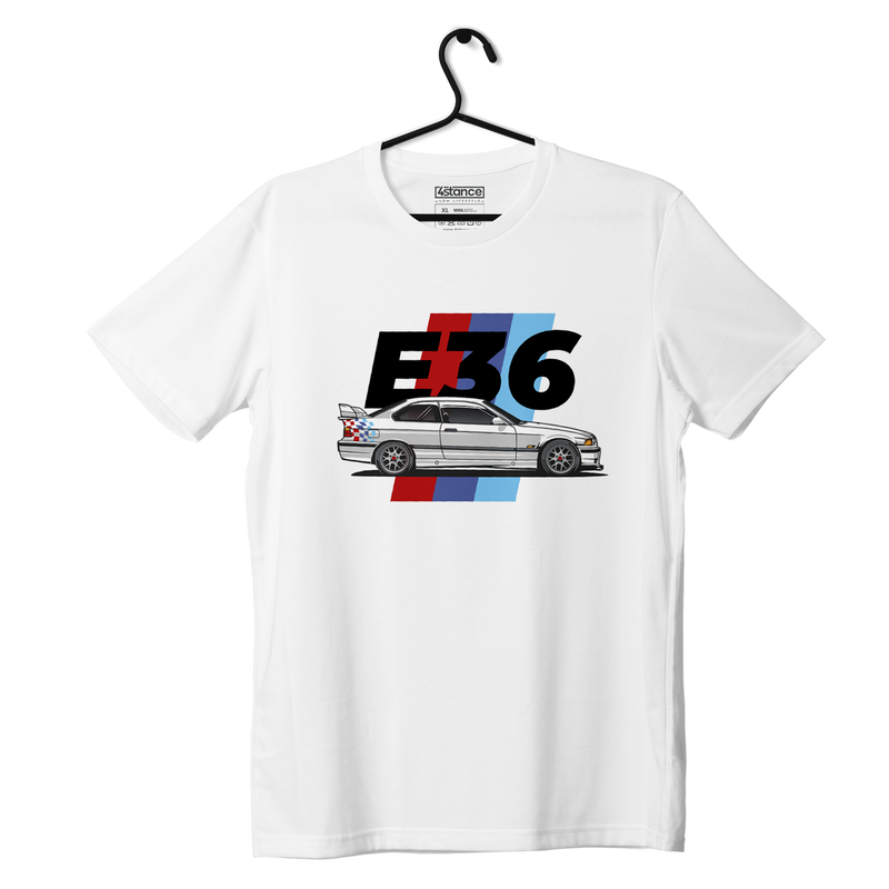 Biele tričko BMW E36 ilustrácie