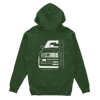 Hooded sweatshirt front BMW E30 green