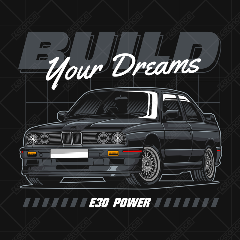 Čierna mikina BMW E30 Build your dreams