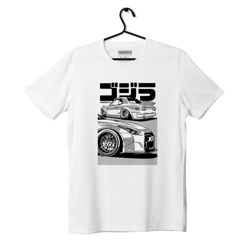 Biele tričko Nissan Skyline GT-R GOJIRA
