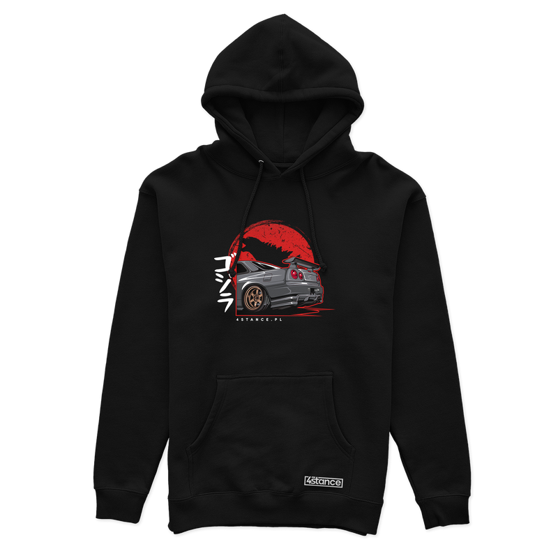 Black hooded sweatshirt NISSAN SKYLINE R34 GODZILLA