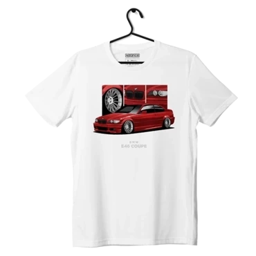 Biały T-shirt koszulka BMW E46 coupe