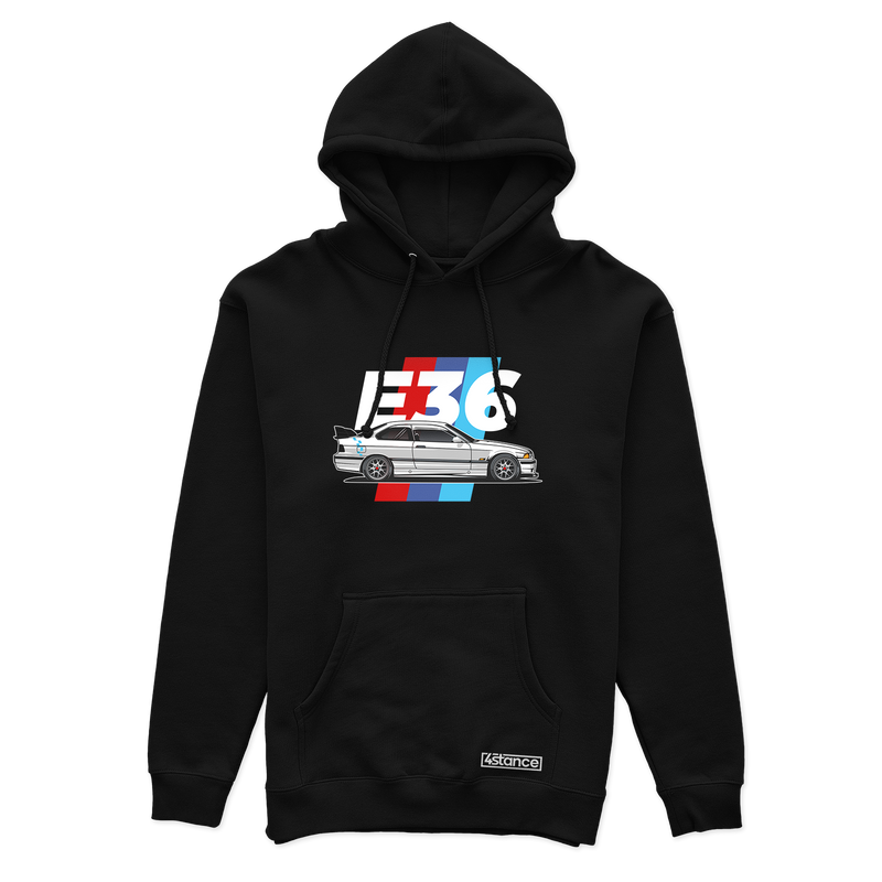Schwarzer Hoodie BMW E36 Illustration