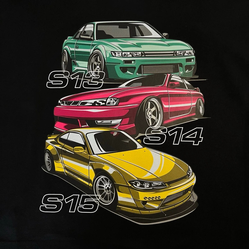 Černé tričko Nissan Silvia S13 S14 S15