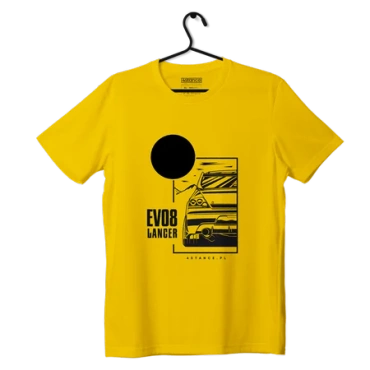 T-shirt koszulka Mitsubishi Lancer EVO8 JDM żółta