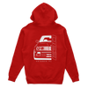Hooded sweatshirt front BMW E30 red