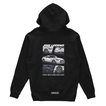 Black hooded sweatshirt NISSAN SKYLINE R35 MANGA