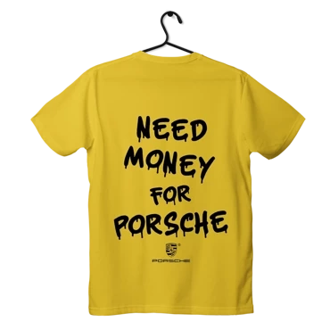 Żółty T-shirt koszulka Need Money for Porsche