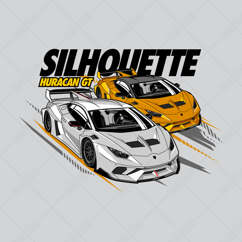 Weißes T-Shirt Lamborghini Silhouette Huracan GT