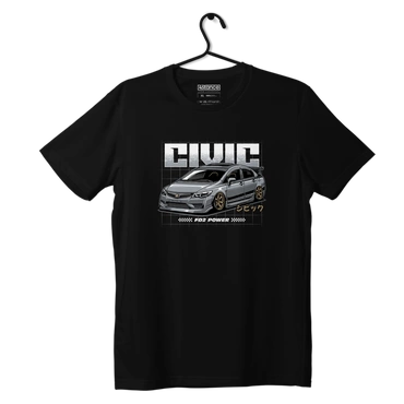 Czarny T-shirt koszulka HONDA CIVIC FD