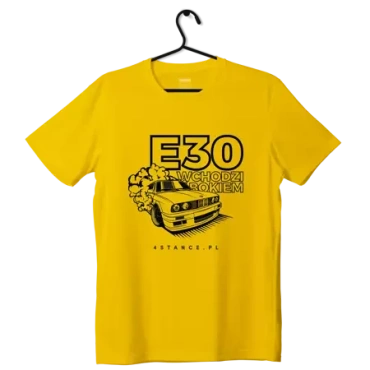 T-shirt koszulka BMW E30 Wchodzi bokiem żółta