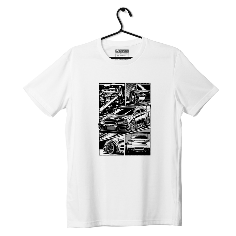 White Mitsubishi Lancer EVO X sketch T-shirt