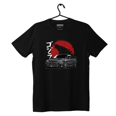 Czarny T-shirt koszulka NISSAN GTR R34 GODZILLA