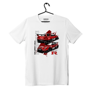 Weißes T-Shirt Nissan Skyline R35 Silhouette