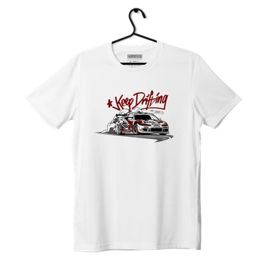 Weißes T-Shirt Nissan Silvia S15 Keep Drifting