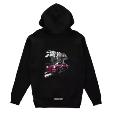 Czarna bluza z kapturem Porsche 930