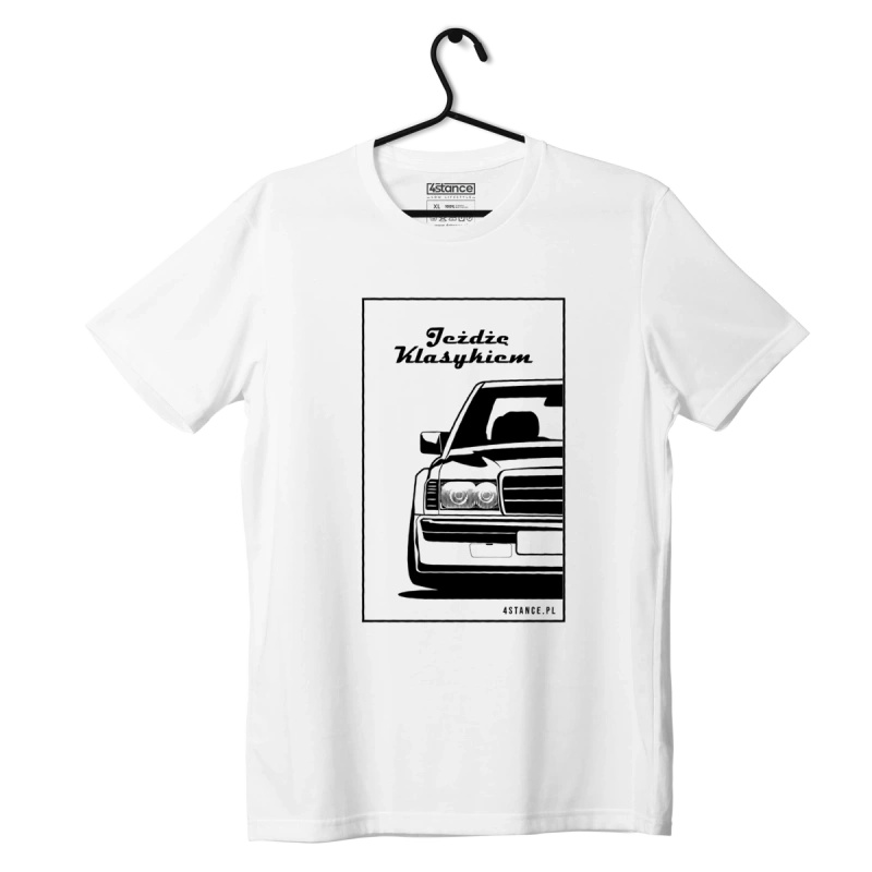 White MERCEDES W201 T-shirt I drive a classic