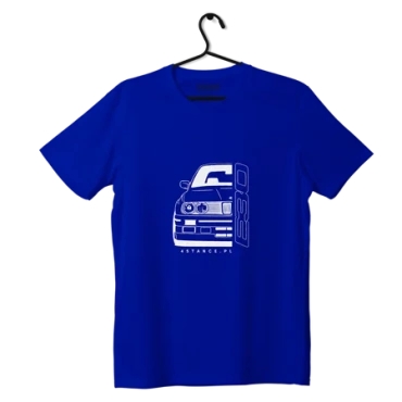 T-shirt koszulka przód BMW E30 niebieska