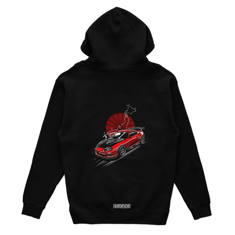 Schwarzer Toyota Supra mk4 Red Sun Hoodie