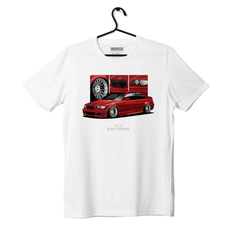 Biały T-shirt koszulka BMW E46 coupe