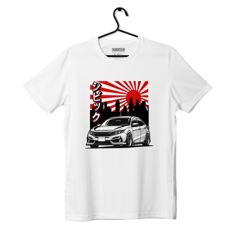 Biały T-shirt koszulka HONDA CIVIC FK8