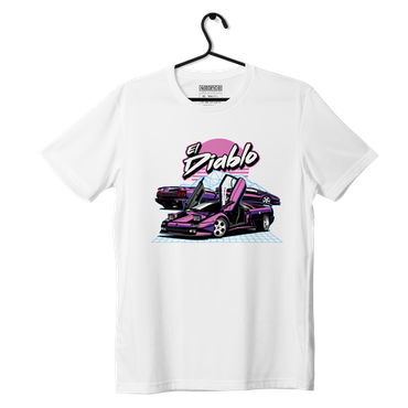 Biały T-shirt koszulka Lamborghini El Diablo