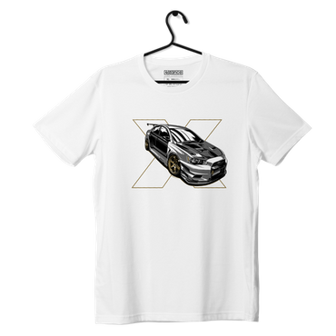 Biały T-shirt koszulka Mitsubishi Lancer EVO X