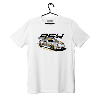 Biały T-shirt koszulka Porsche 964