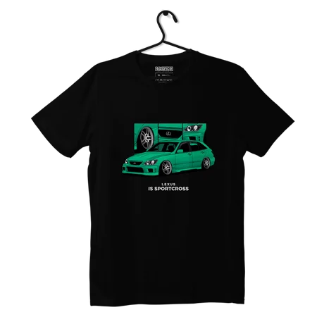 Czarny T-shirt LEXUS IS Sportcross zielony