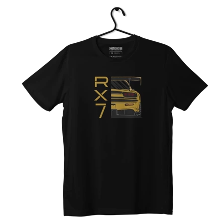 Czarny T-shirt MAZDA RX-7 RX7 YELLOW