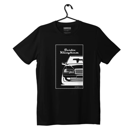 Czarny T-shirt MERCEDES W202 Jeżdżę klasykiem