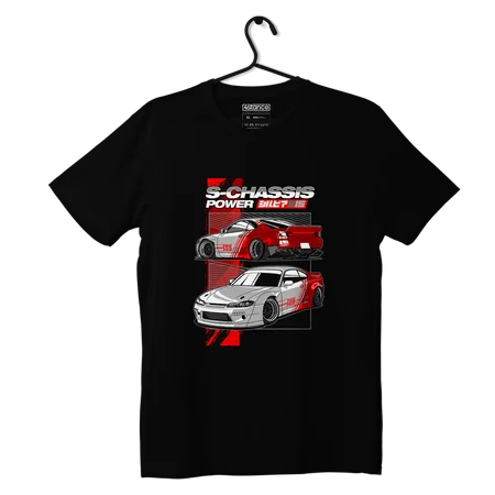 Czarny T-shirt Nissan Silvia S15 S-CHASSIS