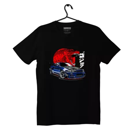 Czarny T-shirt Nissan Skyline GT-R R34 Godzilla