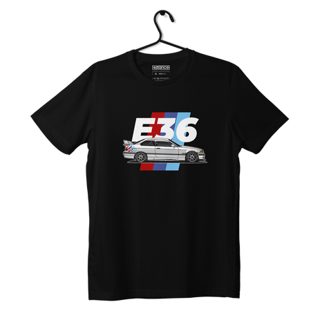 Czarny T-shirt koszulka BMW E36 illustration