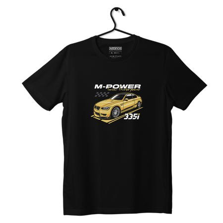 Czarny T-shirt koszulka BMW E90 M3 żółta