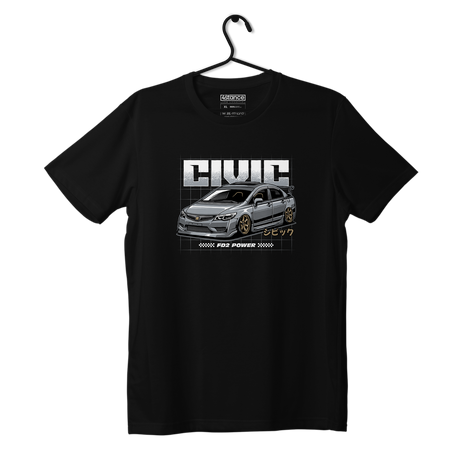 Czarny T-shirt koszulka HONDA CIVIC FD