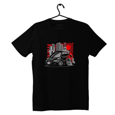 Czarny T-shirt koszulka Honda Civic FK8