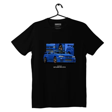 Czarny T-shirt koszulka NISSAN SKYLINE R34