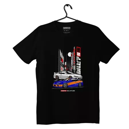 Czarny T-shirt koszulka Nissan Silvia S15