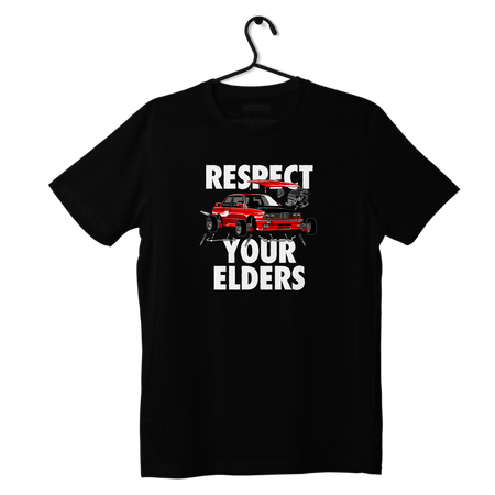 Czarny T-shirt koszulka RESPECT YOUR ELDERS