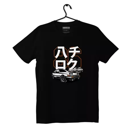 Czarny T-shirt koszulka Toyota AE86 HACHIROKU