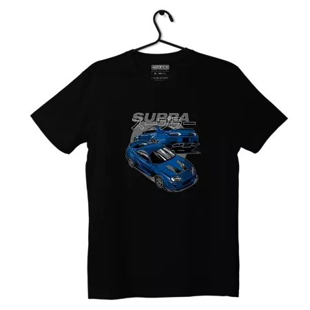 Czarny T-shirt koszulka Toyota Supra mk4 Blue