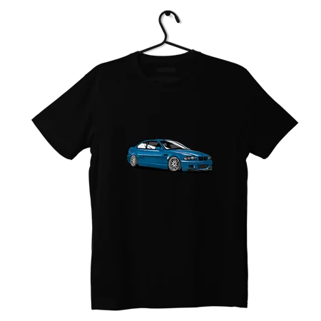 Czarny T-shirt koszulka niebieskie BMW M3 E46