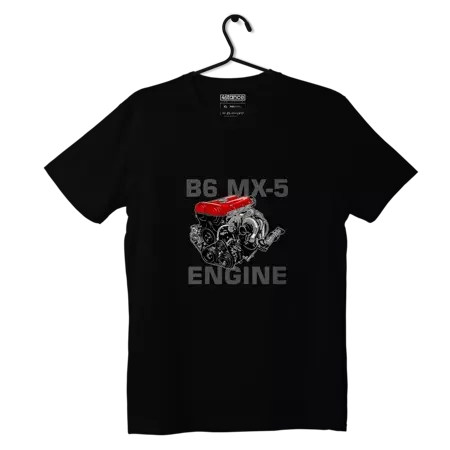 Czarny T-shirt koszulka silnik B6 MX5